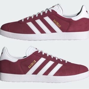 Burgundy & White Gazelle Shoes